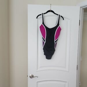 Reebok Women's One Piece Swimsuit - Black and Pink